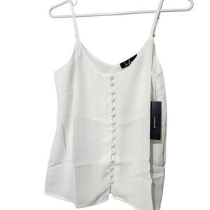 Lulus Tank Top Size XS White Front Buttons Sheer Lightweight